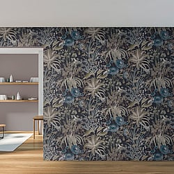 Galerie Wallcoverings Product Code 26731 - Tropical Wallpaper Collection - Blackberry Colours - Moorea Design