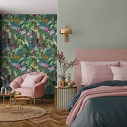 Galerie Wallcoverings Product Code 26739 - Tropical Wallpaper Collection - Watermelon Colours - Kiribati Design