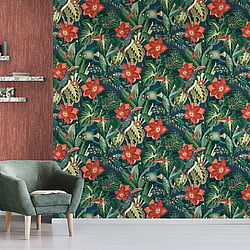 Galerie Wallcoverings Product Code 26743 - Tropical Wallpaper Collection - Blueberry Colours - Palau Design
