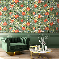 Galerie Wallcoverings Product Code 26747 - Tropical Wallpaper Collection - Avocado Colours - Palau Design