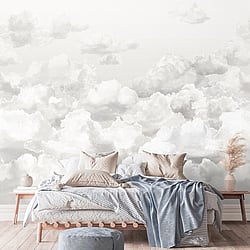 Galerie Wallcoverings Product Code 26784 - Crafted Wallpaper Collection - Grey Silver White Black Colours - Clouds Design