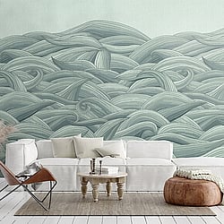Galerie Wallcoverings Product Code 26785 - Crafted Wallpaper Collection - Green  Colours - Waves Design