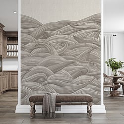 Galerie Wallcoverings Product Code 26786 - Crafted Wallpaper Collection - Brown Taupe Grey Colours - Waves Design