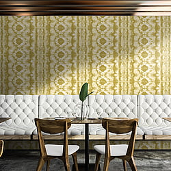 Galerie Wallcoverings Product Code 26789 - Crafted Wallpaper Collection - Yellow Gold White Colours - Batik Design