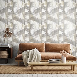 Galerie Wallcoverings Product Code 26796 - Crafted Wallpaper Collection - Beige White Taupe Grey Silver Colours - Glaze Design