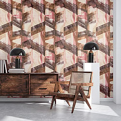 Galerie Wallcoverings Product Code 26798 - Crafted Wallpaper Collection - Pink Bronze Gold White Colours - Glaze Design
