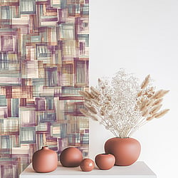 Galerie Wallcoverings Product Code 26802 - Crafted Wallpaper Collection - Pink Blue Gold Bronze Green White Colours - Brush Design