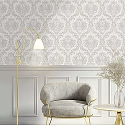 Galerie Wallcoverings Product Code 28821 - Italian Style Wallpaper Collection - Silver Grey Colours - DAMASCO CAIRO Design