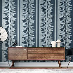 Galerie Wallcoverings Product Code 30018 - Slow Living Wallpaper Collection - Blue Silver  Colours - Passion Night Blue Design