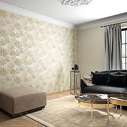 Galerie Wallcoverings Product Code 31602 - Avalon Wallpaper Collection - Beige Colours - Tropical Leaves Design