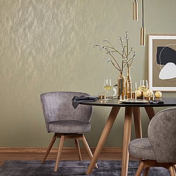Galerie Wallcoverings Product Code 31834 - Imagine Wallpaper Collection - Green Gold Colours - Metallic Strata Design