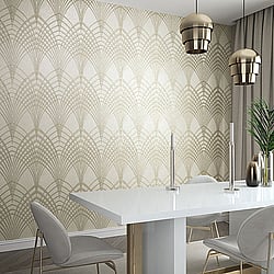 Galerie Wallcoverings Product Code 32255 - Avalon Wallpaper Collection - Muted Gold Colours - Art Deco Design