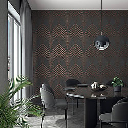 Galerie Wallcoverings Product Code 32256 - Avalon Wallpaper Collection - Anthracite Copper Colours - Art Deco Design