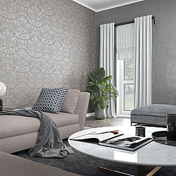 Galerie Wallcoverings Product Code 32604 - City Glam Wallpaper Collection - Rose Gold Grey Colours - Floral Damask Design