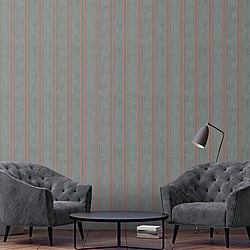 Galerie Wallcoverings Product Code 32637 - City Glam Wallpaper Collection - Rose Gold Grey Colours - Mixed Stripe Design