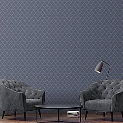 Galerie Wallcoverings Product Code 32723 - City Glam Wallpaper Collection - Blue Gold Colours - Arch Design