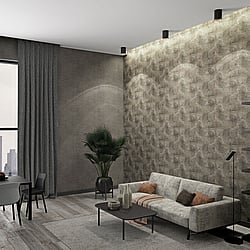 Galerie Wallcoverings Product Code 32821 - Perfecto 2 Wallpaper Collection - Grey Brown Black Colours - Rustic Circle Design
