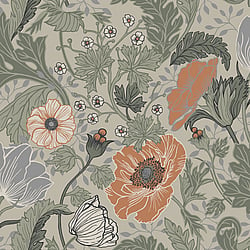 Galerie Wallcoverings Product Code 33001 - Apelviken Wallpaper Collection - Green Orange Colours - Anemone Design