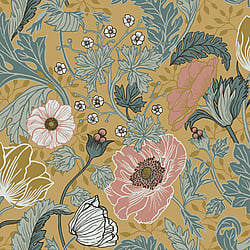 Galerie Wallcoverings Product Code 33002 - Apelviken Wallpaper Collection - Pink Yellow Blue Colours - Anemone Design