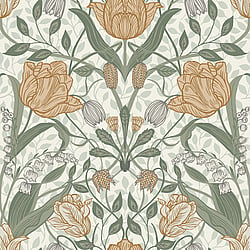 Galerie Wallcoverings Product Code 33006 - Apelviken Wallpaper Collection - Green Yellow Gold Colours - Tulip Trail Design