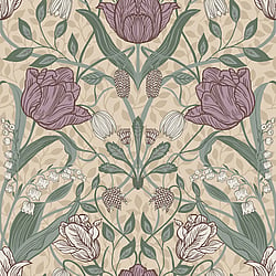Galerie Wallcoverings Product Code 33007 - Apelviken Wallpaper Collection - Beige Green Pink Brown Colours - Anemone Design