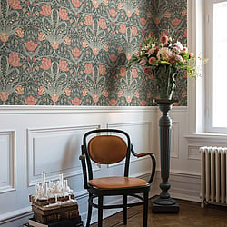 Galerie Wallcoverings Product Code 33010 - Apelviken Wallpaper Collection - Green Orange Colours - Tulips Design