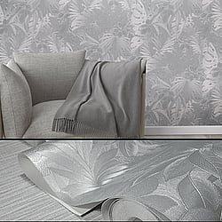 Galerie Wallcoverings Product Code 33301 - Eden Wallpaper Collection -  Metallic Jungle Leaves Design