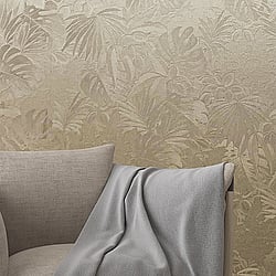 Galerie Wallcoverings Product Code 33303 - Eden Wallpaper Collection -  Metallic Jungle Leaves Design