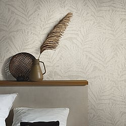 Galerie Wallcoverings Product Code 34004 - Hotel Wallpaper Collection - Greige Colours - Botanical leaves design Design