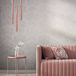 Galerie Wallcoverings Product Code 34013 - Hotel Wallpaper Collection - Rose, Grey Colours - A textured damask Design