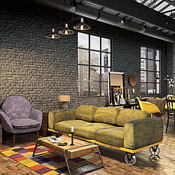 Galerie Wallcoverings Product Code 34170 - Loft 2 Wallpaper Collection - Grey Colours - Brick Texture Design