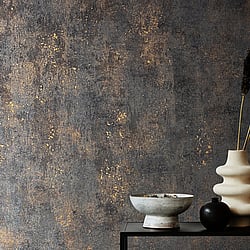 Galerie Wallcoverings Product Code 34270 - The New Textures Wallpaper Collection - Black  Copper Colours - Plain Design