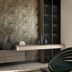 Galerie Wallcoverings Product Code 34513 - Kumano Wallpaper Collection - Gold Colours - Palm Leaf Design