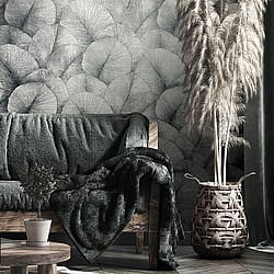 Galerie Wallcoverings Product Code 34514 - Kumano Wallpaper Collection - Silver Colours - Palm Leaf Design