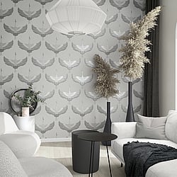 Galerie Wallcoverings Product Code 34530 - Kumano Wallpaper Collection - White, Grey Colours - Stork Design