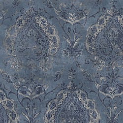 Galerie Wallcoverings Product Code 3727 - Tendenza Wallpaper Collection - Blue Colours - Floral Damask Design