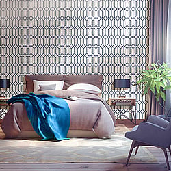 Galerie Wallcoverings Product Code 3736 - Tendenza Wallpaper Collection - Blue Colours - Hexagon Trellis Design