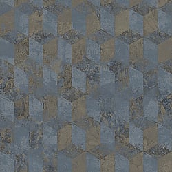Galerie Wallcoverings Product Code 3757 - Tendenza Wallpaper Collection - Blue Gold Colours - Cube Motif Design