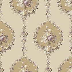 Galerie Wallcoverings Product Code 3907 - Italian Damasks 3 Wallpaper Collection - Purple Beige Gold Colours - Traditional Floral Design