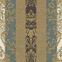 Galerie Wallcoverings Product Code 3913 - Italian Damasks 3 Wallpaper Collection - Blue Brown Black Gold Colours - Damask Stripe Design