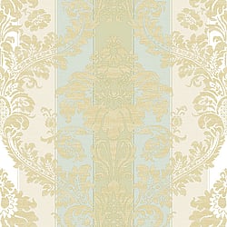 Galerie Wallcoverings Product Code 3915 - Italian Damasks 3 Wallpaper Collection - Blue Cream Gold Colours - Damask Stripe Design