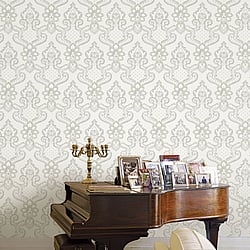 Galerie Wallcoverings Product Code 42500 - Opulence Wallpaper Collection - Cream Beige Grey Colours - Luxury Italian Damask Design