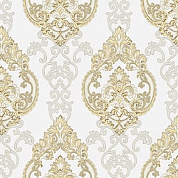 Galerie Wallcoverings Product Code 42522 - Opulence Wallpaper Collection - Cream Gold Colours - Large Damask Design