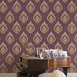Galerie Wallcoverings Product Code 42528 - Opulence Wallpaper Collection - Red Colours - Large Damask Design