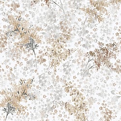 Galerie Wallcoverings Product Code 47453 - Flora Wallpaper Collection - White, Brown, Grey Colours - Soft Foliage Design