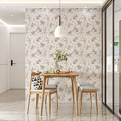 Galerie Wallcoverings Product Code 47453 - Flora Wallpaper Collection - White, Brown, Grey Colours - Soft Foliage Design