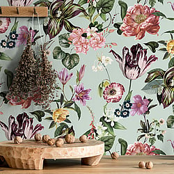 Galerie Wallcoverings Product Code 47459 - Flora Wallpaper Collection - Green, Rose Colours - Floral Rhapsody Design