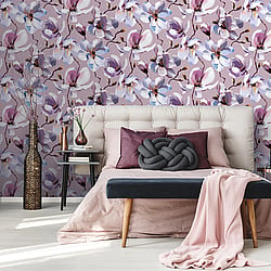 Galerie Wallcoverings Product Code 47463 - Flora Wallpaper Collection - Rose, White, Purple Colours - Cherry Blossom Design