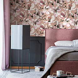 Galerie Wallcoverings Product Code 47465 - Flora Wallpaper Collection - Brown, White, Rose Colours - Cherry Blossom Design