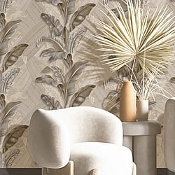 Galerie Wallcoverings Product Code 49304 - Stratum Wallpaper Collection - grey brown gold Colours - Palma Design
